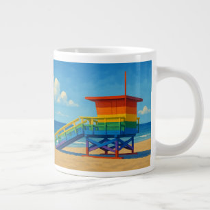 Taza De Café Gigante Puesto de vigilancia del arco iris de la playa de
