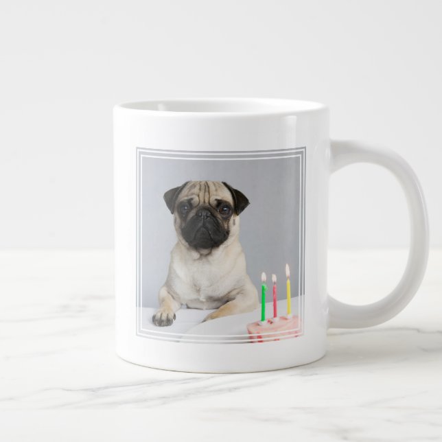 Taza De Café Gigante Pug de cumpleaños (Derecha)
