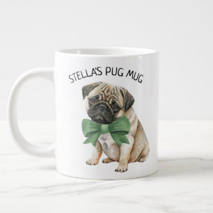 Taza De Café Gigante Pug Lindo Personalizado