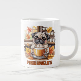 Taza De Café Gigante Pugkin Spice Latte – Cute Autumn Pug Coffee Design