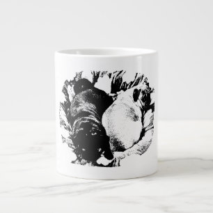Taza De Café Gigante Pugs Gemelos en Forma Limpia