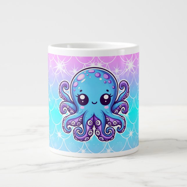 Taza De Café Gigante Pulpo azul lindo (Frente)