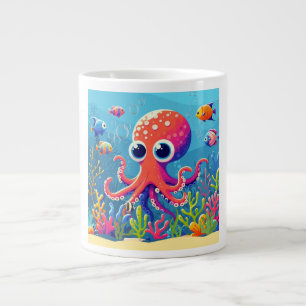 Taza De Café Gigante pulpo lindo caribeño/tropical/hawaiano