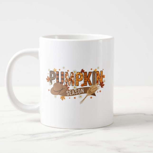 Taza De Café Gigante Pumpkin season autumn mug, cozy fall aesthetic (Izquierda)