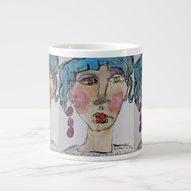 Taza De Café Gigante Punk Blue Jumbo Mug (Frente)