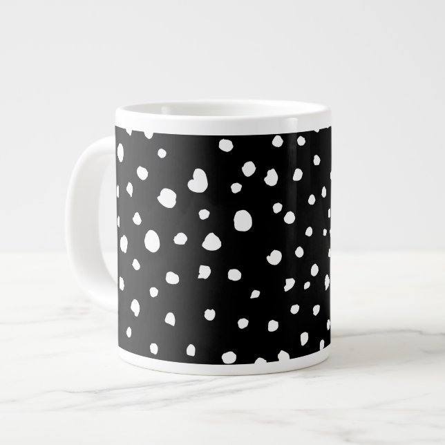 Taza De Café Gigante Puntos dálmatas, puntos dálmatas, blanco y negro (Izquierda)