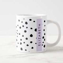 Taza De Café Gigante Puntos dálmatas, puntos, negro y blanco, tu nombre