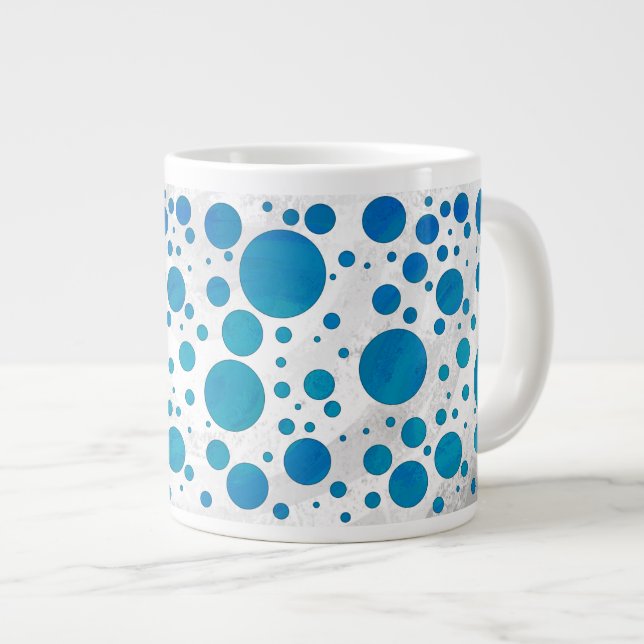Taza De Café Gigante Puntos de Polka Azul Oceánico (Derecha)