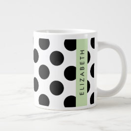 Taza De Café Gigante Puntos de Polka blancos y negros, punteados, tu no