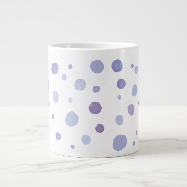 Taza De Café Gigante puntos de polka pintados a mano (Frente)