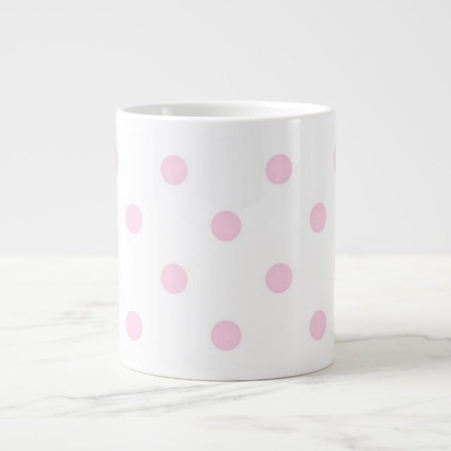 Taza De Café Gigante Puntos de Polka Rosa (Frente)