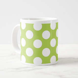 Taza De Café Gigante Puntos de Polka Verde, Patrón De Punto De Polka, P