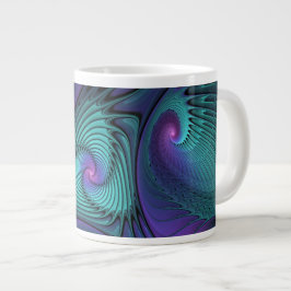 Taza De Café Gigante Purple Meets Turquoise Moderno Resumen Arte Fracta