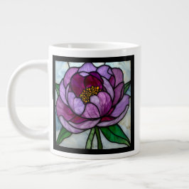 Taza De Café Gigante Purple Peony Stained