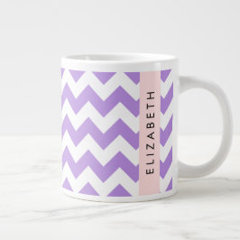 Taza De Café Gigante Púrpura Zigzag, Púrpura Chevron, Tu Nombre