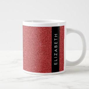 Taza De Café Gigante Purpurina rojo, fondo Purpurina, nombre
