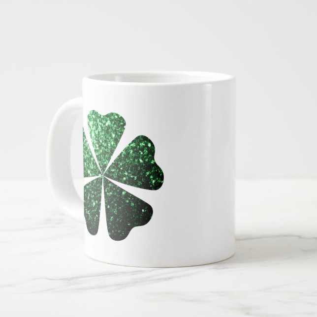 Taza De Café Gigante Purpurina verde oscuro chispea Ropas de Shamrock (Izquierda)