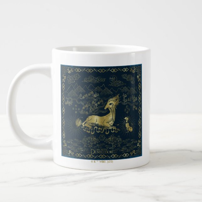 Taza De Café Gigante Qilin En Rest Golden Tapestry (Izquierda)
