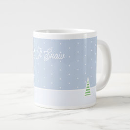 Taza De Café Gigante Que Nieva Pequeños Puntos De Polka Azul De Hielo D