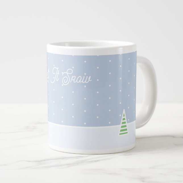 Taza De Café Gigante Que Nieva Pequeños Puntos De Polka Azul De Hielo D (Derecha)