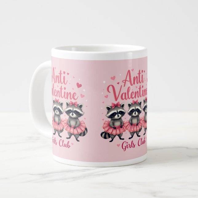 Taza De Café Gigante Raccoon gracioso kawaii contra el Día de San Valen (Izquierda)