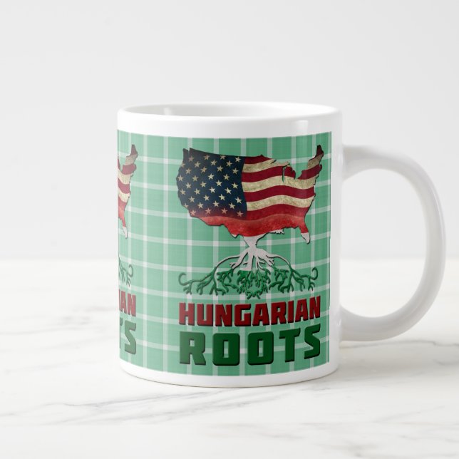 Taza De Café Gigante Raíces húngaras estadounidenses (Derecha)