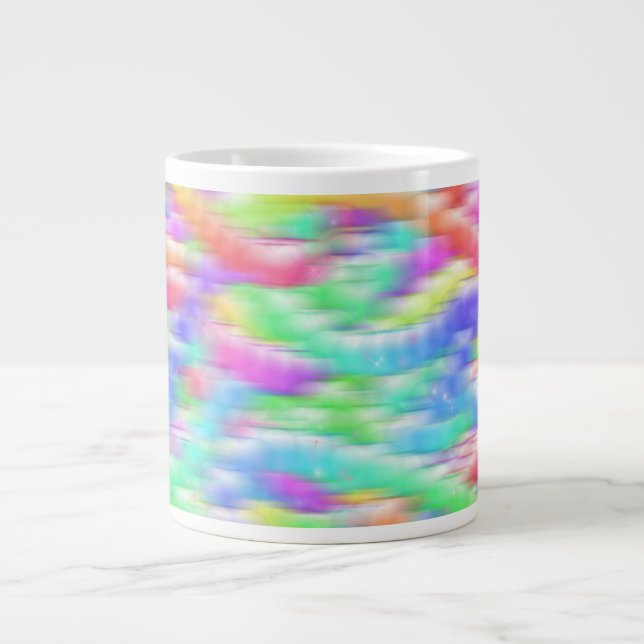 Taza De Café Gigante Rainbow sparkle bubbles (Frente)