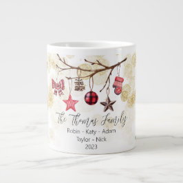 Taza De Café Gigante Rama de familia navidades Árbol rojo dorado Estrel