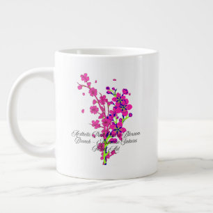 Taza De Café Gigante Rama de flor de cerezo rosa estética 