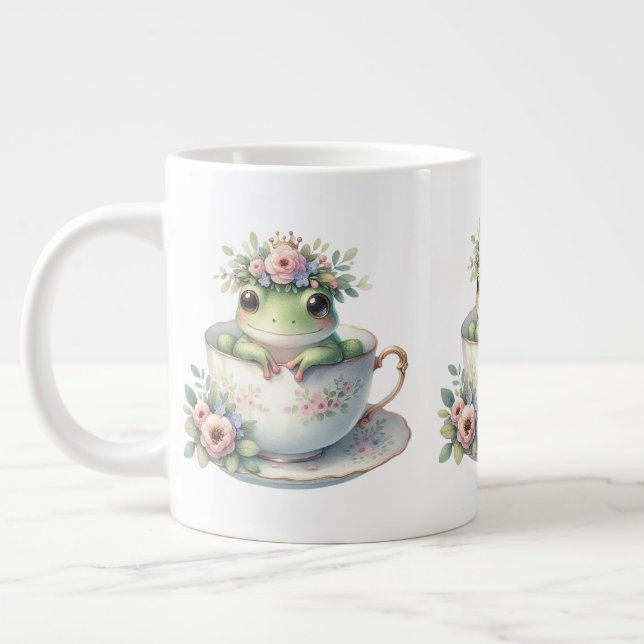 Taza De Café Gigante Rana caprichosa en la enseñanza floral (Izquierda)