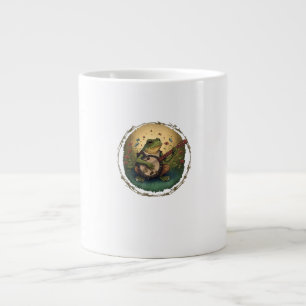 Taza De Café Gigante Rana Cottagecore tocando Banjo Estética Goblincore