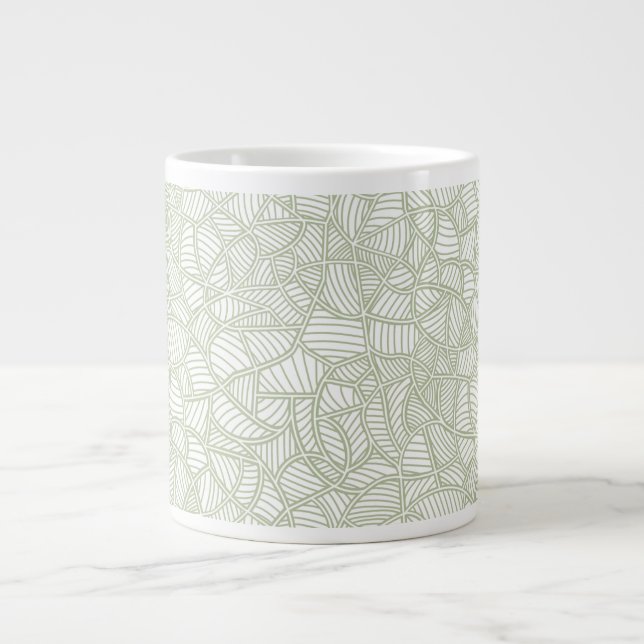 Taza De Café Gigante Random Leaf Mosaic Pale Green (Frente)