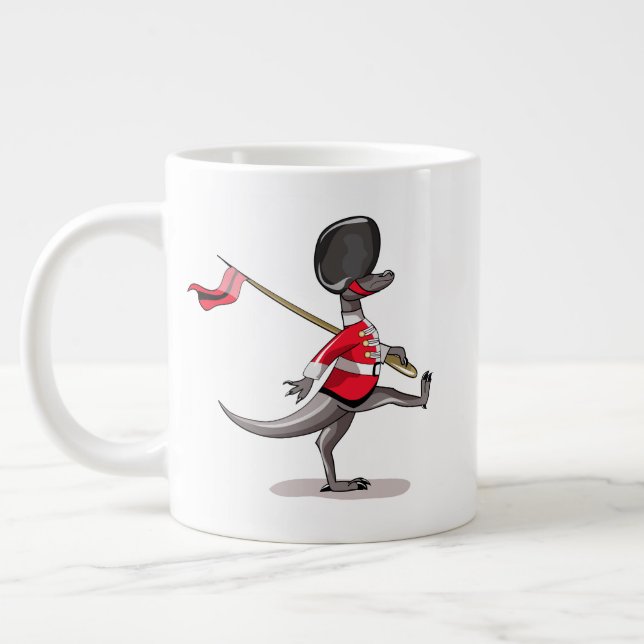 Taza De Café Gigante Raptor Vestido Como Guardia Británica. (Izquierda)