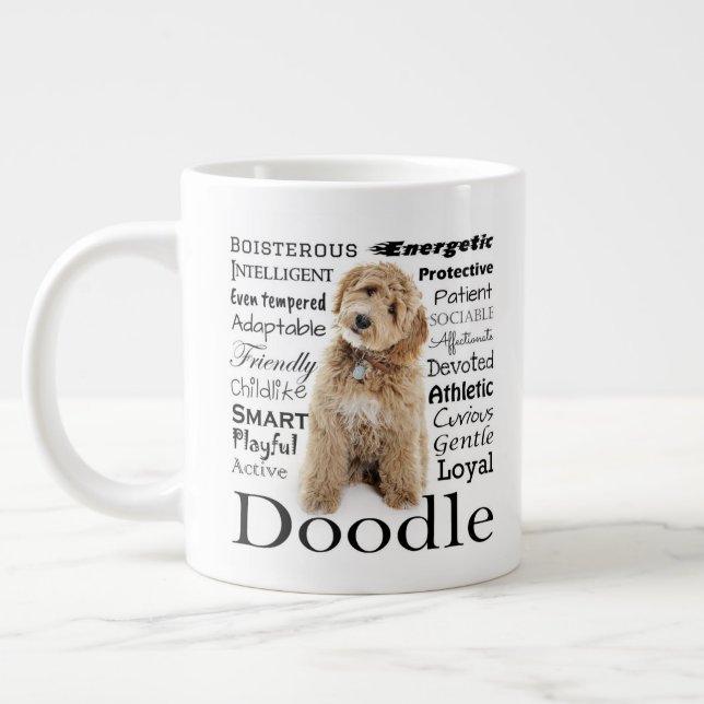 Taza De Café Gigante Rasgos de perros Doodle (Izquierda)