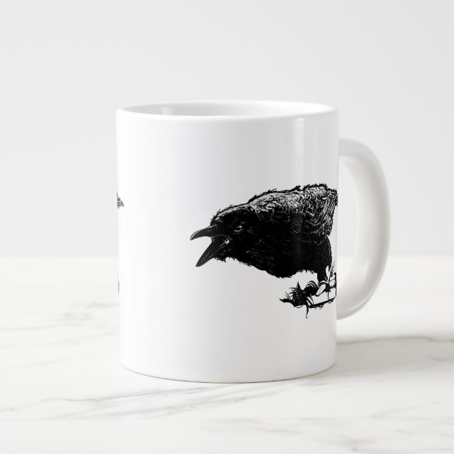 Taza De Café Gigante Raven enojado en negro escoge tu fondo (Derecha)