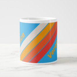 Taza De Café Gigante Rayas Azules Desvaídas de Surf con Nombre