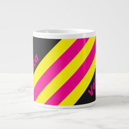 Taza De Café Gigante Rayas con brillo solar retro con nombre