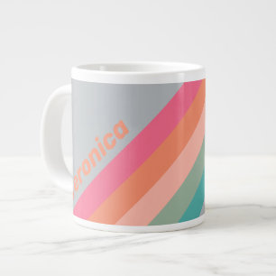 Taza De Café Gigante Rayas con encanto de lila vintage con nombre