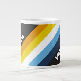 Taza De Café Gigante Rayas de Anochecer de Carbón con Nombre