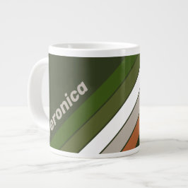 Taza De Café Gigante Rayas de arboleda brumosa con nombre
