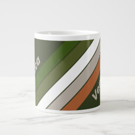 Taza De Café Gigante Rayas de arboleda brumosa con nombre