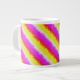 Taza De Café Gigante Rayas de arco iris rosado de Artdeco