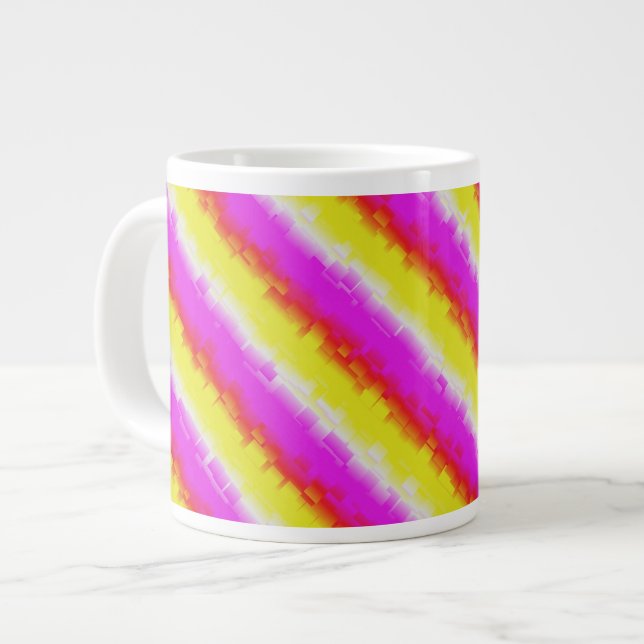 Taza De Café Gigante Rayas de arco iris rosado de Artdeco (Izquierda)