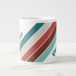 Taza De Café Gigante Rayas de Arcoíris de Menta Vintage con Nombre