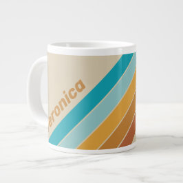 Taza De Café Gigante Rayas de arcoíris del desierto Vintage con nombre