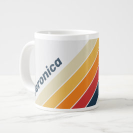 Taza De Café Gigante Rayas de Arcoíris Descoloridas Vintage con Nombre