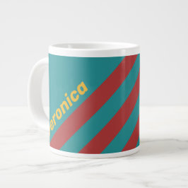 Taza De Café Gigante Rayas de Arrecife Rubí con Nombre