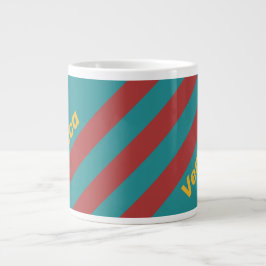 Taza De Café Gigante Rayas de Arrecife Rubí con Nombre