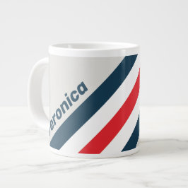 Taza De Café Gigante Rayas de Avión de Guerra con Nombre