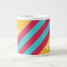 Taza De Café Gigante Rayas de Brisa Tropical Retro con Nombre